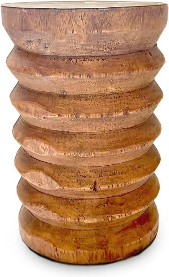 Rootz Living Rootz Galapagos Kruk Bijzettafel Suar Houten Kruk Natuurlijke Vibe 30cm x 45cm x 30cm