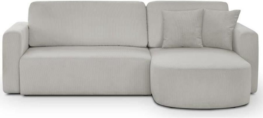 GALET 3-zits converteerbare en omkeerbare hoekbank Grijs corduroy Opbergdoos L238 x D154 x H86 cm