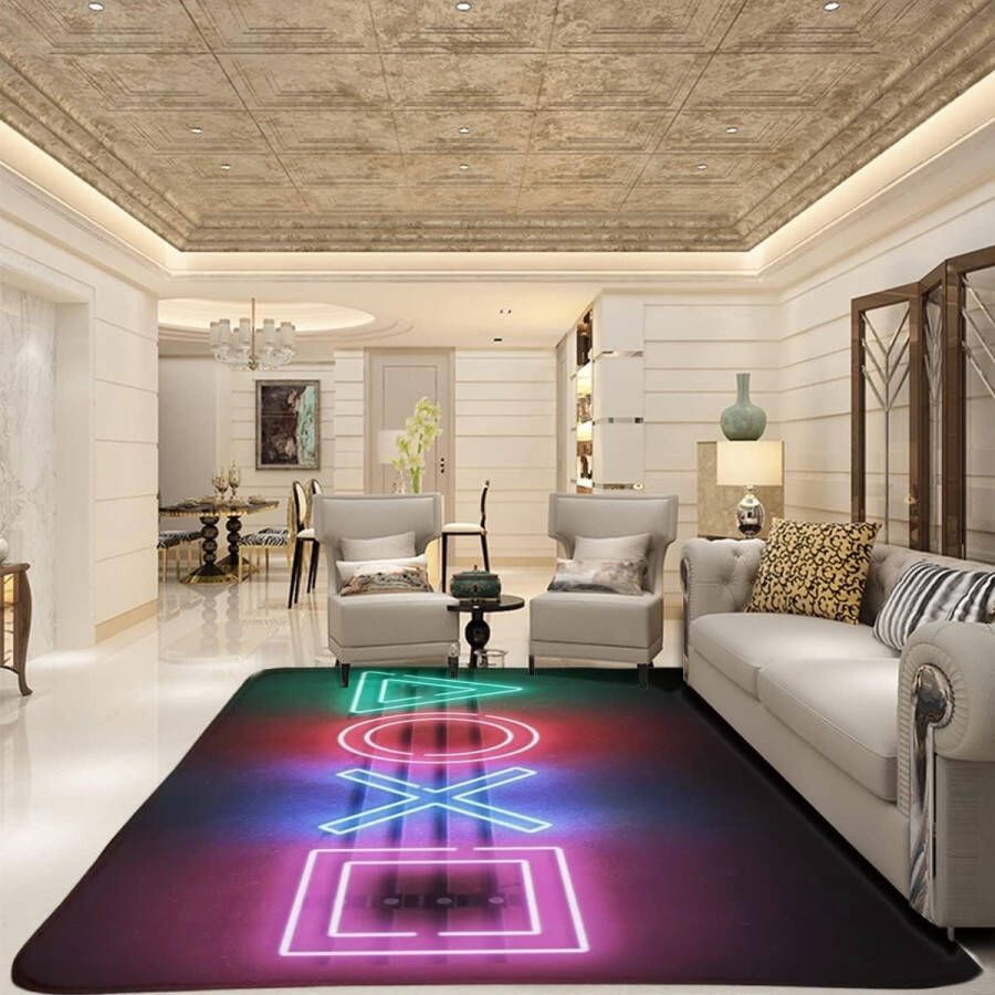 Game-controller modern vloerkleed gamertapijt indoor vloermat zacht met antislip achterkant huisdecoratie gamer inrichting voor woonkamer slaapkamer