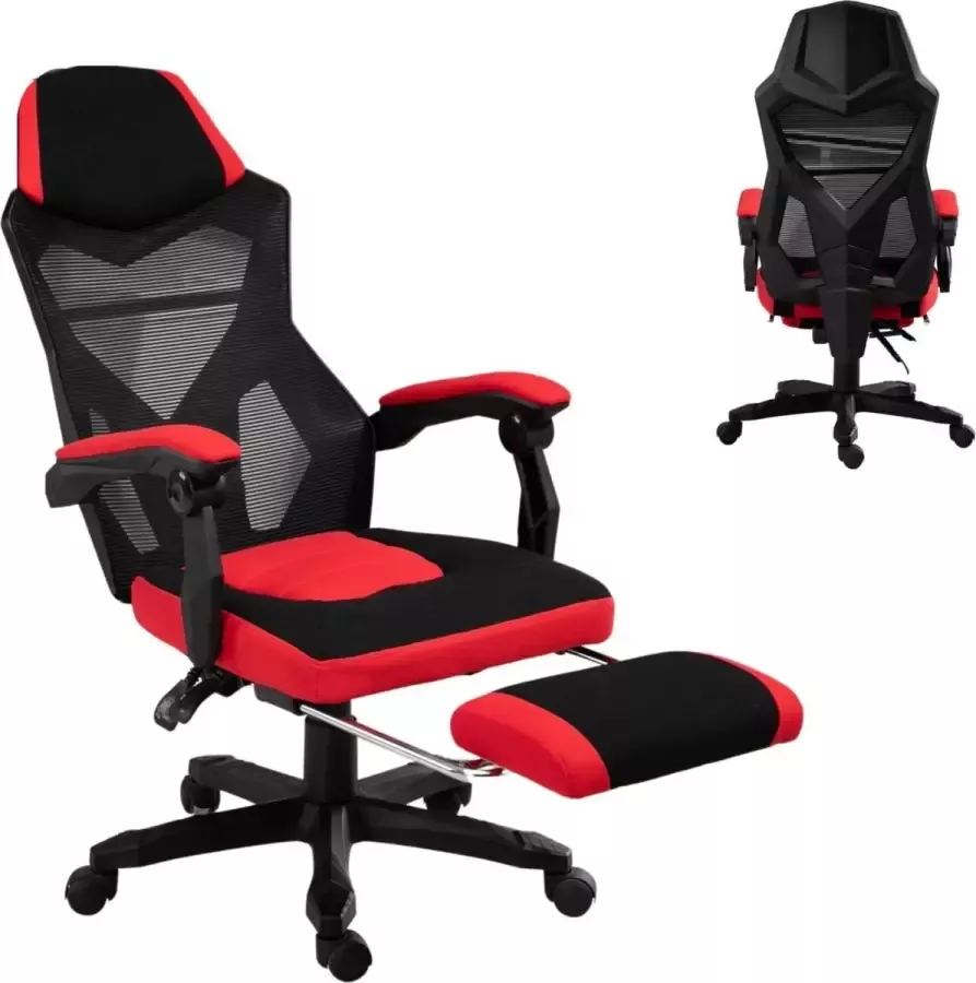 NiceGoodz Game Stoel Gaming stoel Gaming chair Met voetensteun Racing style Zwart Rood - Foto 1