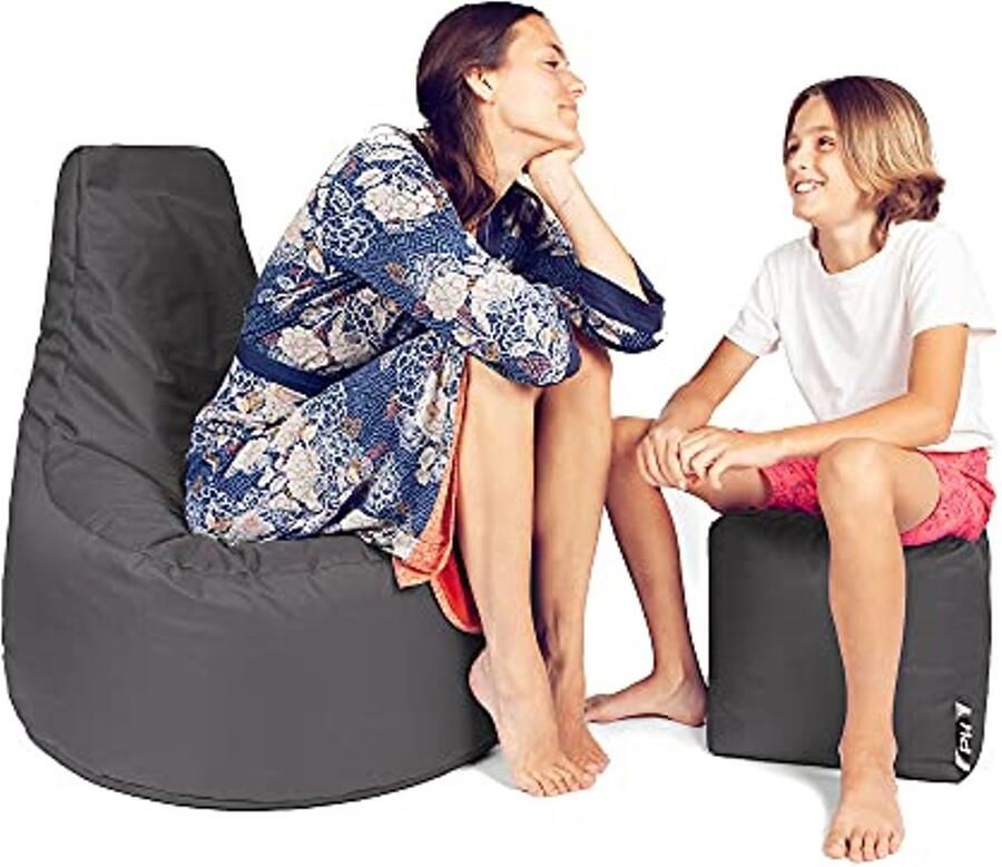 Gamer Zitzak en Hocker Set XL Lounge Kussen voor Binnen en Buiten Waterafstotend en Onderhoudsvriendelijk