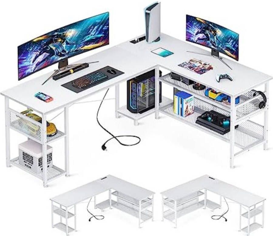 Gaming Bureau Gaming Desk 168×120 cm Blanc