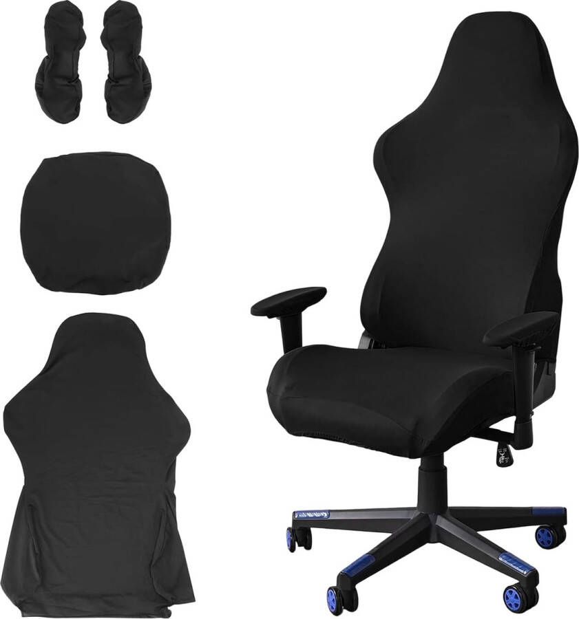 Luxiba Gaming stoel bekleding bureaustoel bekleding stoelbekleding zwarte rekbare stoelbekleding bureaustoel gaming stoelhoezen voor computer gamestoel racing-stijl bureaustoel (zwart)