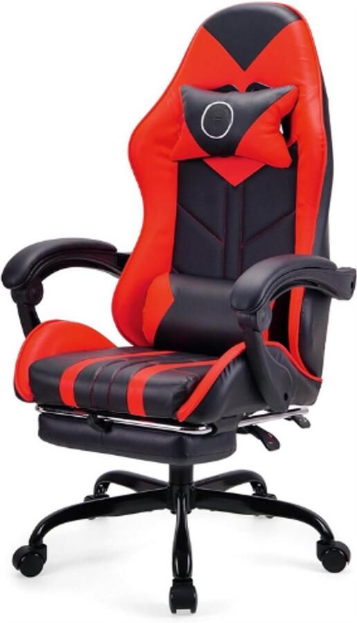 Gaming Stoel Bureaustoel Draaistoel Computerstoel Werkstoel Ergonomische Stoel Racestoel Leren Stoel Videogamestoelen (Rood Met Voetsteun)