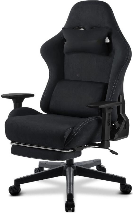 Corenia Gaming Stoel Bureaustoel Swivel Stoel met Voetsteun Lendenkussen Verstelbare Rugleuning Ergonomische Draaibare 89 x 59 x 32.5 cm Zwart