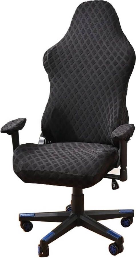 Gaming stoelhoezen 4 stuks bureaustoel draaistoel overtrek met armleuningen stoelrug rekbare stoelhoezen voor computer-gamestoel racing-stijl bureaustoel zonder stoel zwart