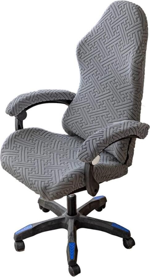 Gaming stoelhoezen 4 stuks bureaustoel draaistoel overtrek met armleuningen stoelrug rekbare stoelhoezen voor computer-gamestoel racing-stijl bureaustoel zonder stoel donkergrijs