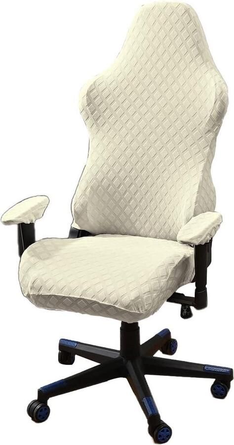 Gaming stoelhoezen 4 stuks bureaustoel draaistoel overtrek met armleuningen stoelrug rekbare stoelhoezen voor computer-gamestoel racing-stijl bureaustoel zonder stoel beige