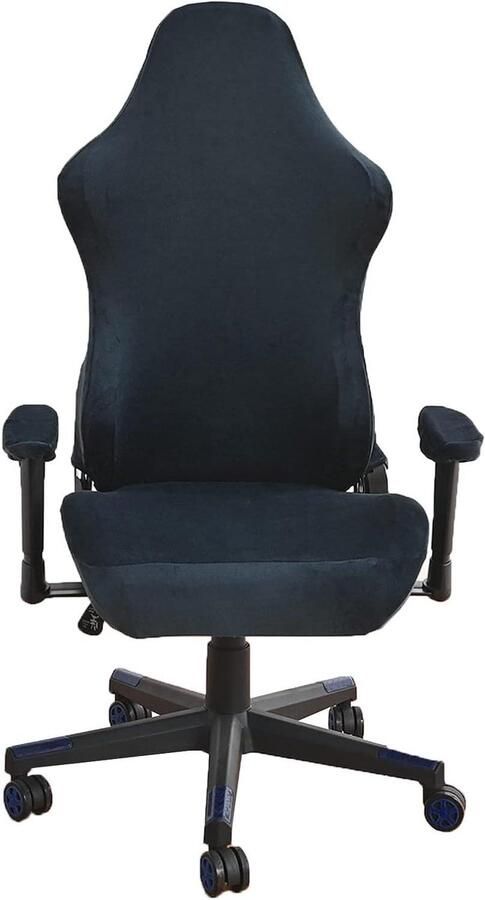 Gaming Stoelhoezen Fluwelen Pluche Slipcovers met Armsteun Covers Navy Blue Stretch Game Computer Bureaustoel Cover Protector