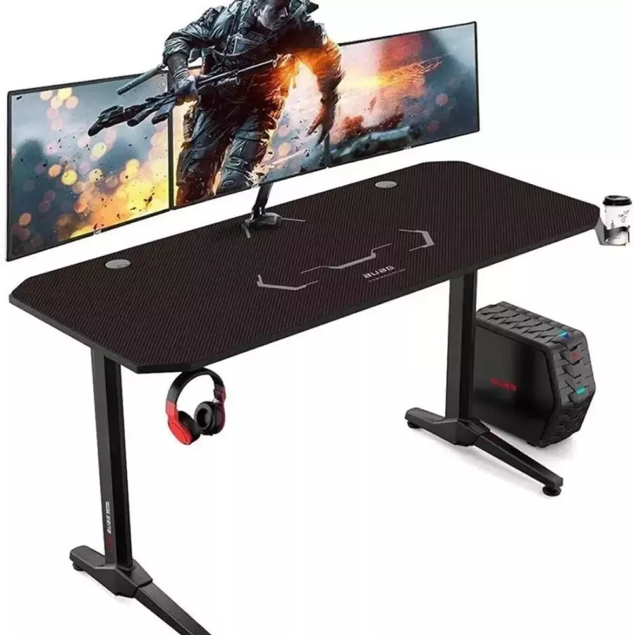 Gaming Tafel 140 Cm Bureau Game bureau Bureautafel Gamen Ergonomisch Tafel Gaming desk Computerbureau Zwart