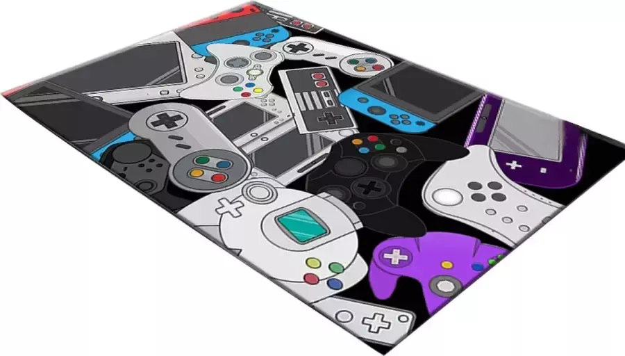 Gaming Tapijt 100x150cm Game Console Design Ideaal voor de Gamekamer Kinderkamer & Woonkamer