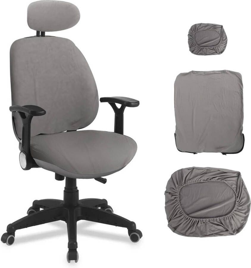 Gamingsthuhl Gamingstoelhoes 3 stuks bureaustoel met armleuningen stoelrug overtrek stoelbekleding bureaustoel voor computerstoelen stoelbekleding stoel (grijs)