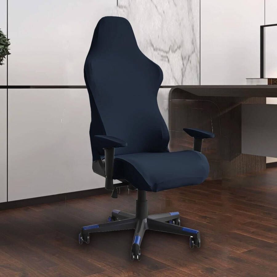 Gamingstoel overtrek bureaustoelhoezen zwarte rekbare stoelhoes stoelbekleding bureaustoel gamingstoelhoezen voor computerspeelstoel racing-stijl bureaustoel (donkerblauw)