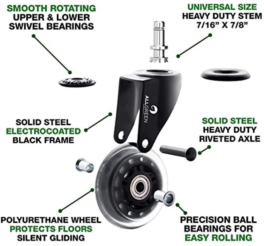 Gamingstoel Vervangingsset Universele Zwenkwielen voor Bureaustoelen Zacht en Stabiel Eenvoudige Installatie
