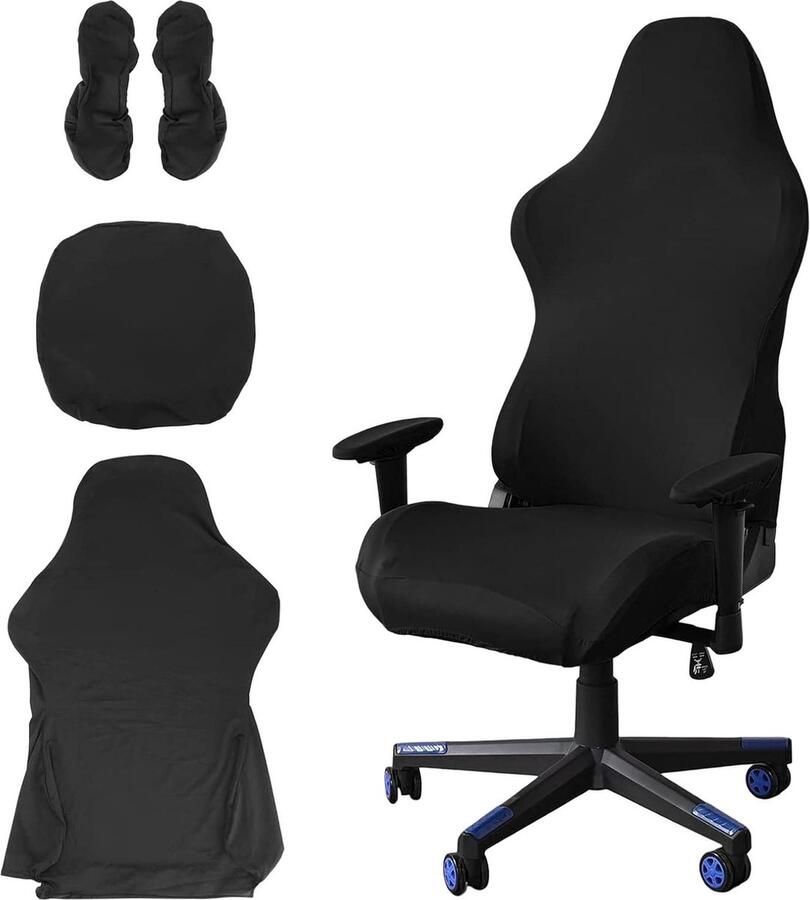 Gamingstoelhoes bureaustoel zwart rekbare stoelhoes 1 stuk polyester