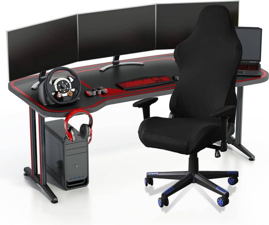 Gamingstoelhoes bureaustoelhoes zwarte rekbare stoelhoes bureaustoel gamingstoelhoezen voor computergamestoel racing-stijl bureaustoel (zwart)