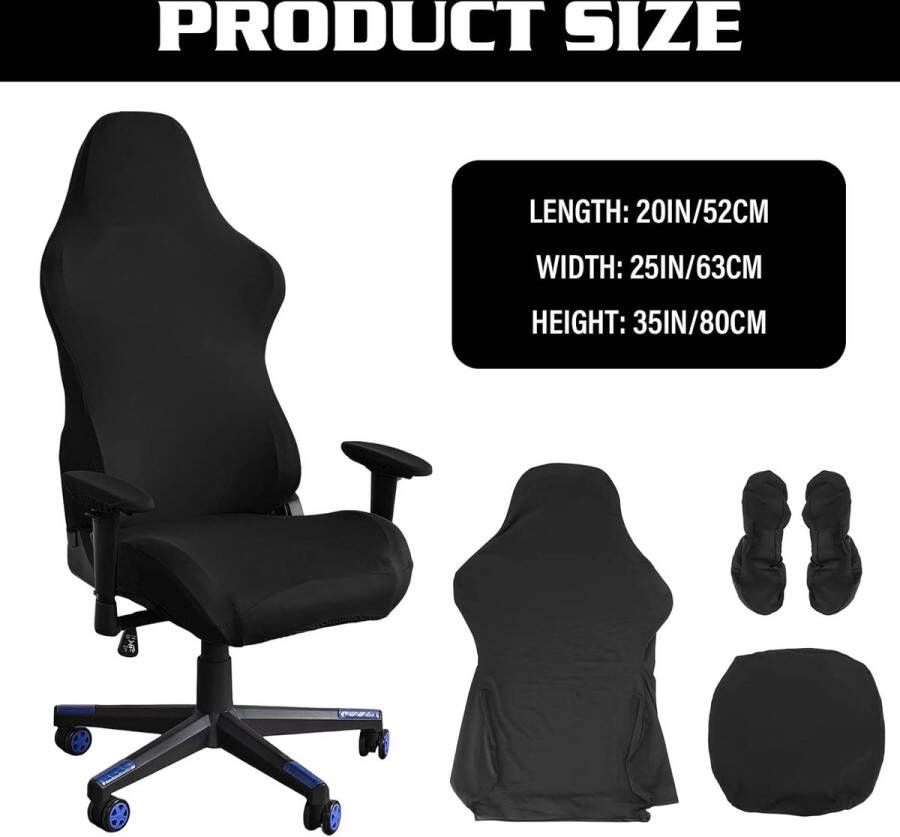 Gamingstoelhoes bureaustoelhoes zwarte rekbare stoelhoes bureaustoel gamingstoelhoezen voor computergamestoel racing-stijl bureaustoel (zwart) - Foto 1
