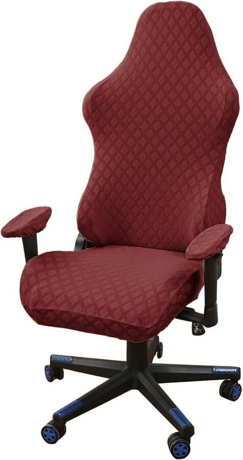 Gamingstoelhoezen 4 stuks bureaustoel draaistoelbekleding met armleuningen stoelrug rekbare stoelhoes voor computerspeelstoel racing-stijl bureaustoel zonder stoel Win Red