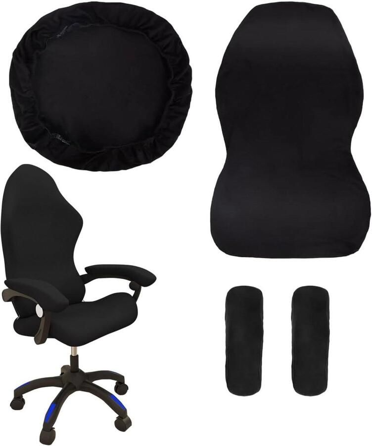 Gamingstoelhoezen Set Elastische Beschermhoezen voor Gamestoel met Armleuningen Zwart