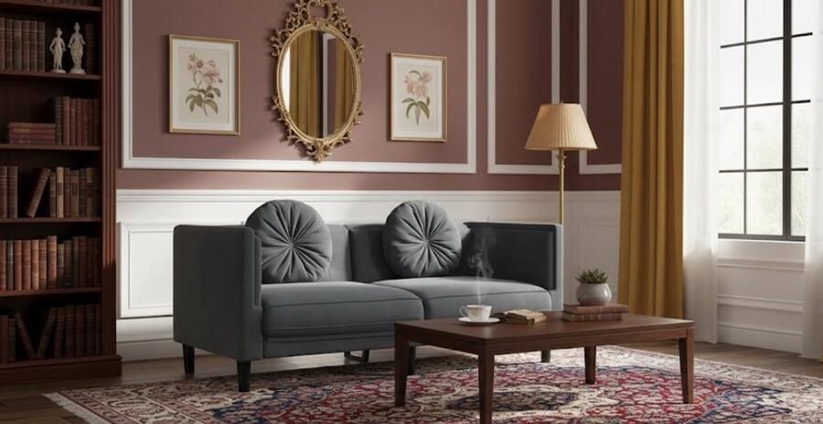 Ganeey Luxe 2-delige Fluwelen Loungeset Donkergrijs – Moderne Zitbank & Loveseat – Velvet Bankstel met Kussens – Comfortabele 2-zits & 3-zitsbank – Woonkamer Meubelset – Zachte Stof & Stevige Poten – Design Bankenset