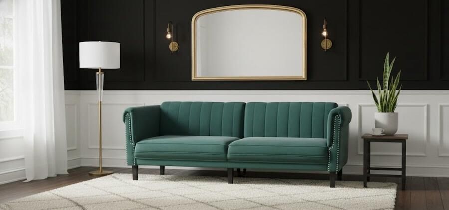 Ganeey Luxe Fluwelen 3-Zitsbank – Zwart Comfortabele Sofa met Dikke Kussens Stevige Poten & Modern Design – Perfect voor Woonkamer Loungen & Ontspanning