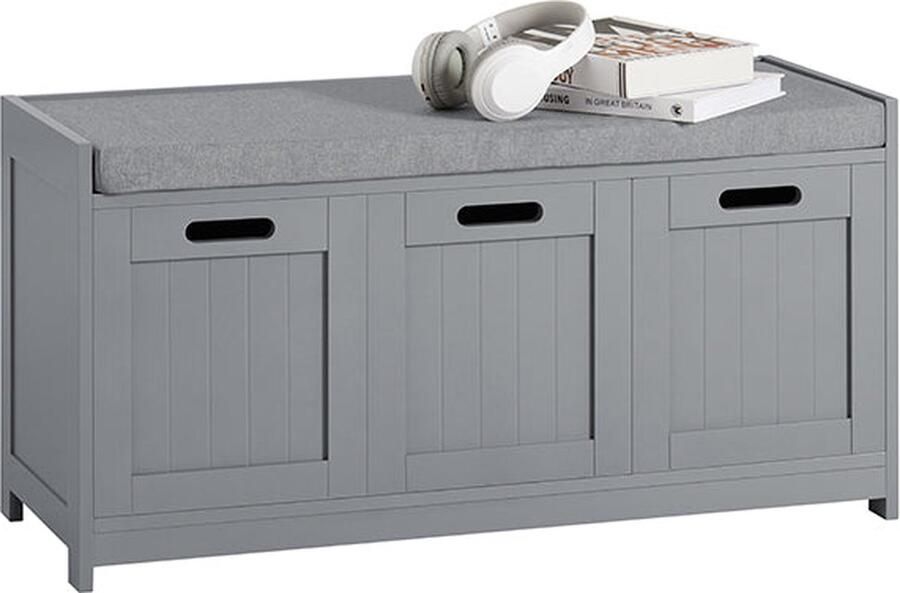 Rootz Living Rootz Gangbank met schoenenopberger Schoenenkast Ingangsorganizer Comfortabele gewatteerde zitting Verwijderbaar kussen MDF-constructie 90 cm x 45 cm x 35 cm