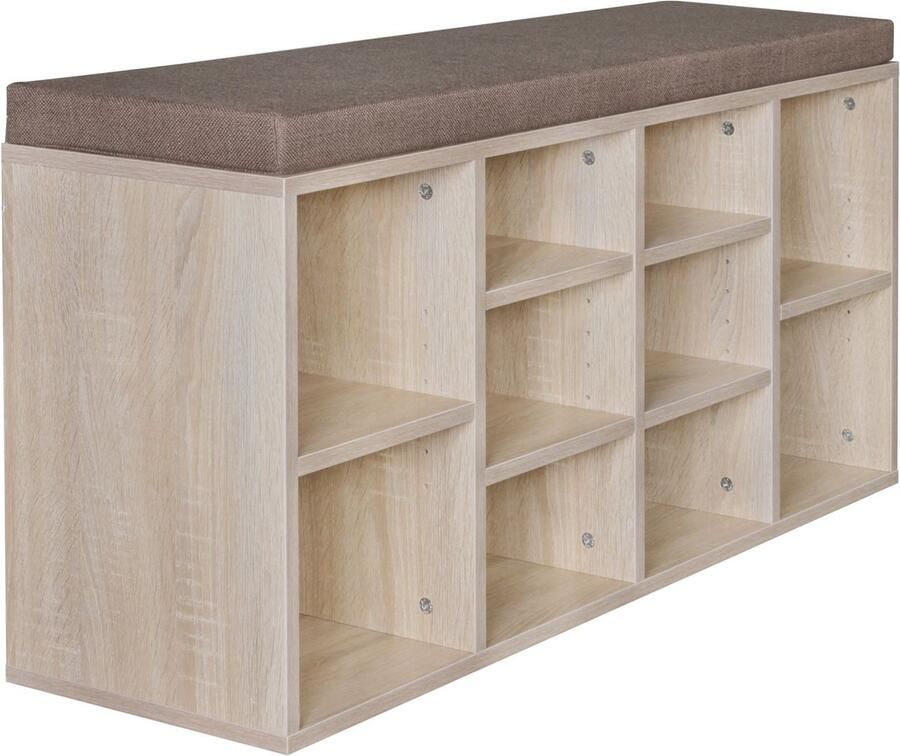 Rootz Living Rootz Gangbank Sonoma Bank met zitting en planken Garderobebank met opbergruimte 103 5x53x30cm