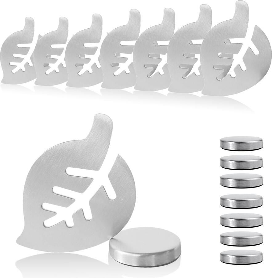 Gaoduanluoluo 8-pack tafelkleedgewichten magneet voor buiten roestvrijstalen tafelkleedgewichten voor buiten extra zware tafelkleedgewichten voor kamperen picknicks bruiloften (blad)