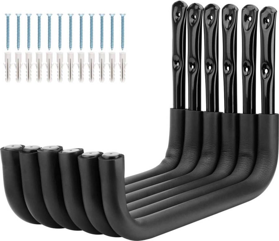 Garagehaken Kajakopslaghaken 6 stuks zware haken voor tuingereedschap ladder kano surfplank slang inklapbare stoel fiets snowboard (26 5 cm x 38 5 cm)