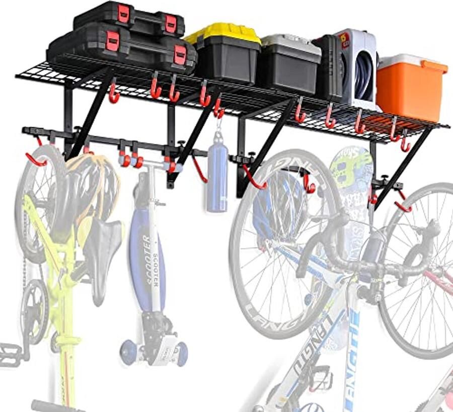 Garagewandrekken 2-pack met fietshaaken Wandplanken voor optimale garageorganisatie