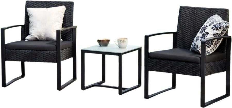 Garden Furniture Set Balkon Furniture PE -Polyrattan Set Outdoor & Indoor Versatility 53cm x 57 5 ​​cm x 76 cm stoel 42 cm x 40 cm x 39cm tabel