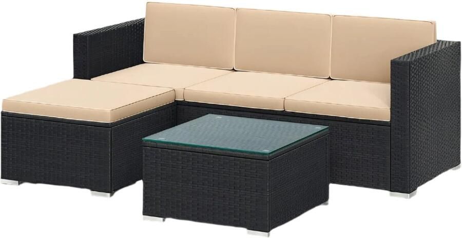Garden Furniture Set Terrace Furniture Balkon Set Duurzame PE -Polyrattan Sofa 173x60x66cm voetkruk en tafel 58x58x34cm
