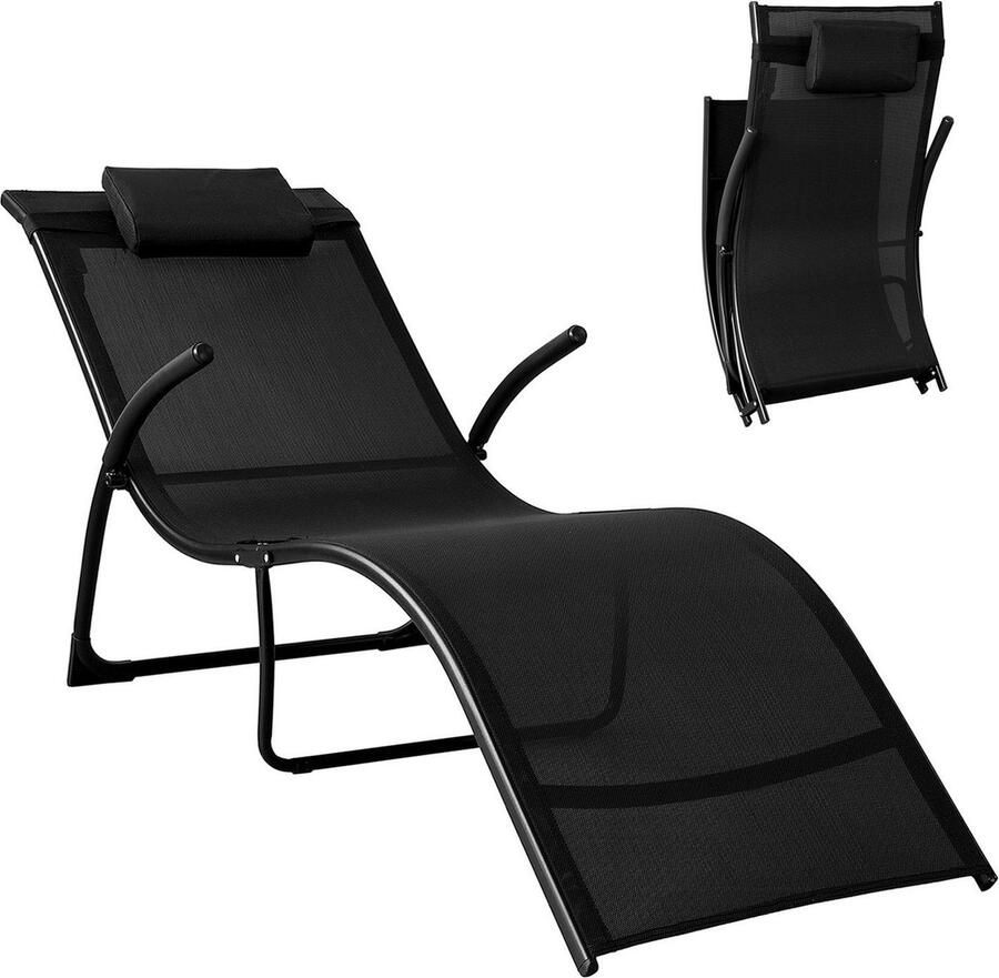 Rootz Living Rootz Garden Lounger Opvouwbare ligstoel Duurzame synthetische vezelstof Lichaamscontourend ontwerp Ruimtebesparend opvouwbaar kenmerk 60 cm x 69 cm x 173 cm
