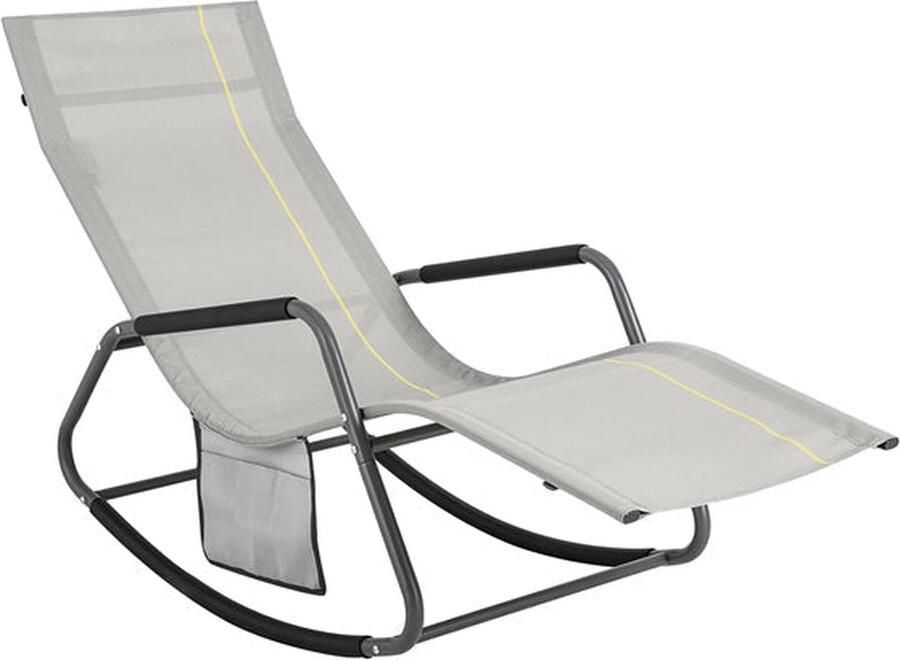 Garden Rocking Lounger Ligstoel Tuinstoel Ergonomisch ontwerp Synthetische vezelstof Opbergvak Ondersteunt tot 120 kg 145 cm x 84 cm x 57 cm
