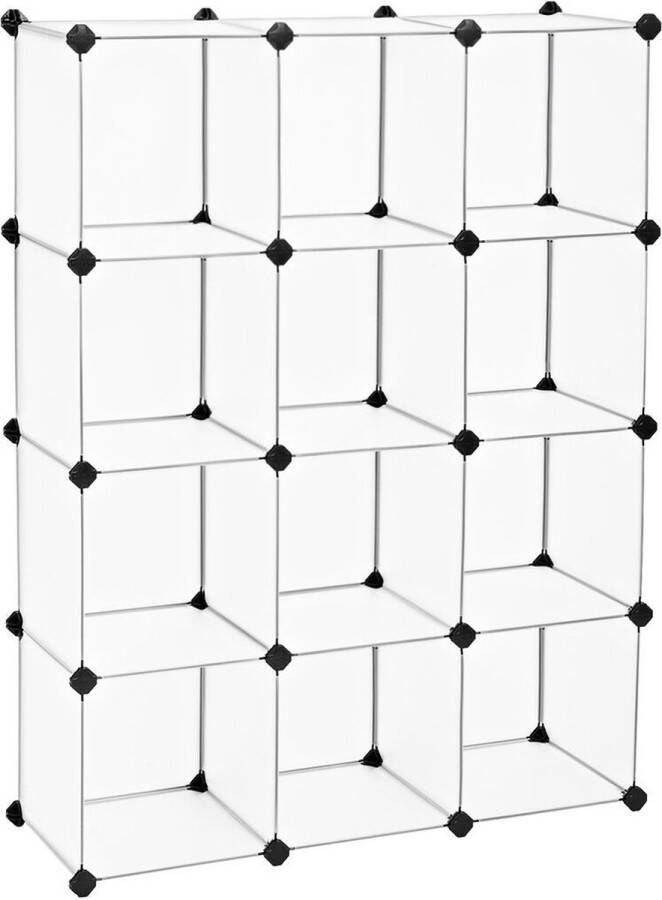 Garderobe Boekenkast Plankensysteem in elkaar grijpende kunststof blokjes eenvoudige montage voor woonkamer kleedkamer badkamer kantoor incl. rubberen hamer witte