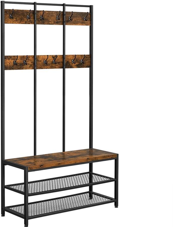 Garderobe en schoenenbank in industriële stijl