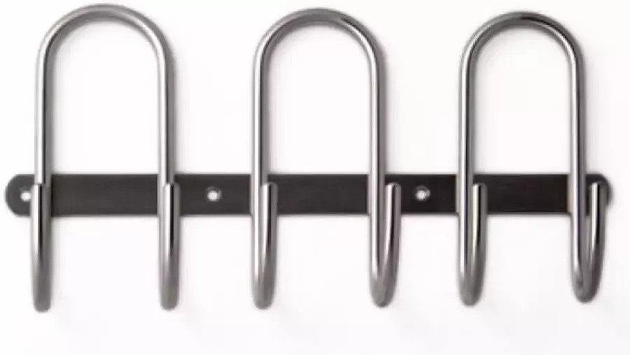 GARDEROBE INOX 3xHAAK 295x158x65MM OP KAART