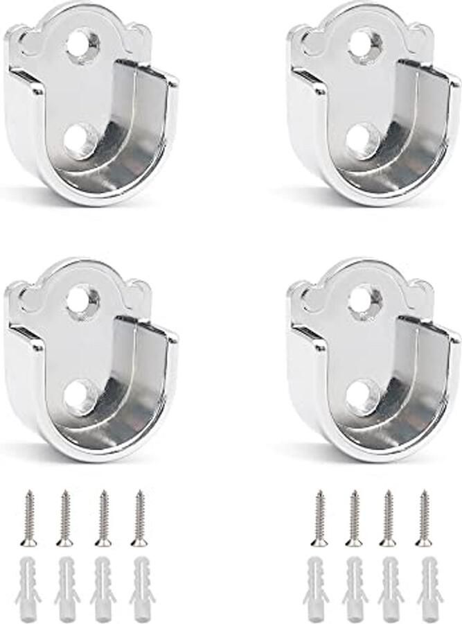 Garderobe Kast Staaf Beugel Zinklegering Flens Houder 4 Stuks