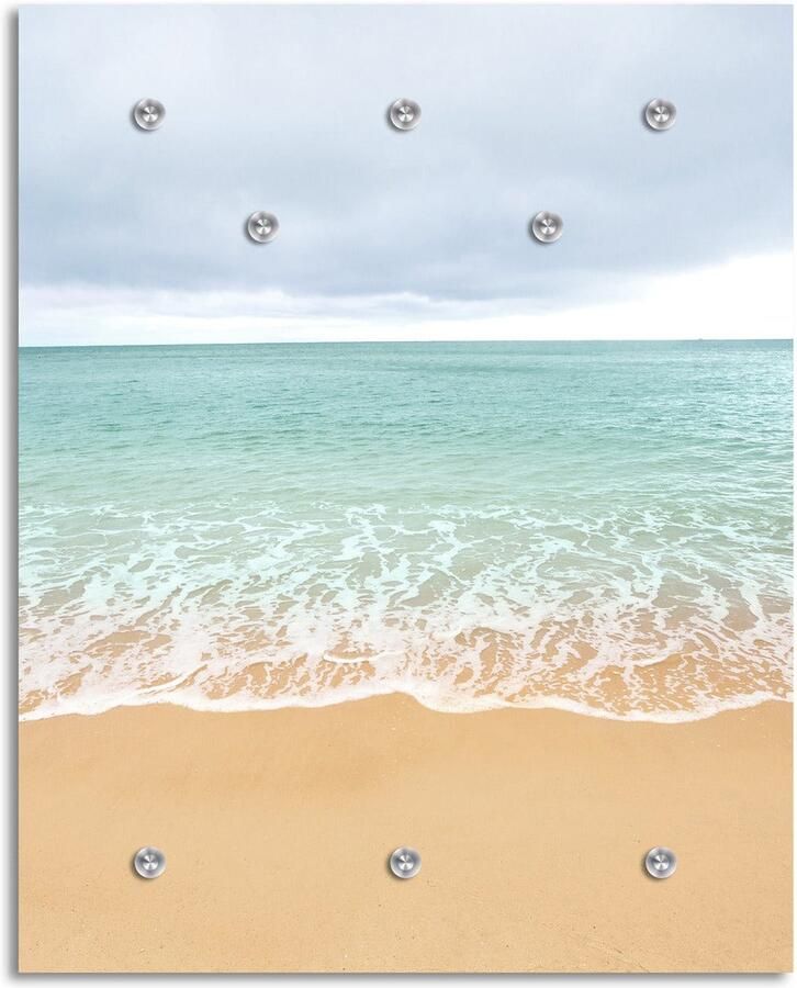 Garderobe La Mer – Wandkapstok met Strandprint op Acrylglas – Met Haken & Aluminium Frame – Unique Treasure