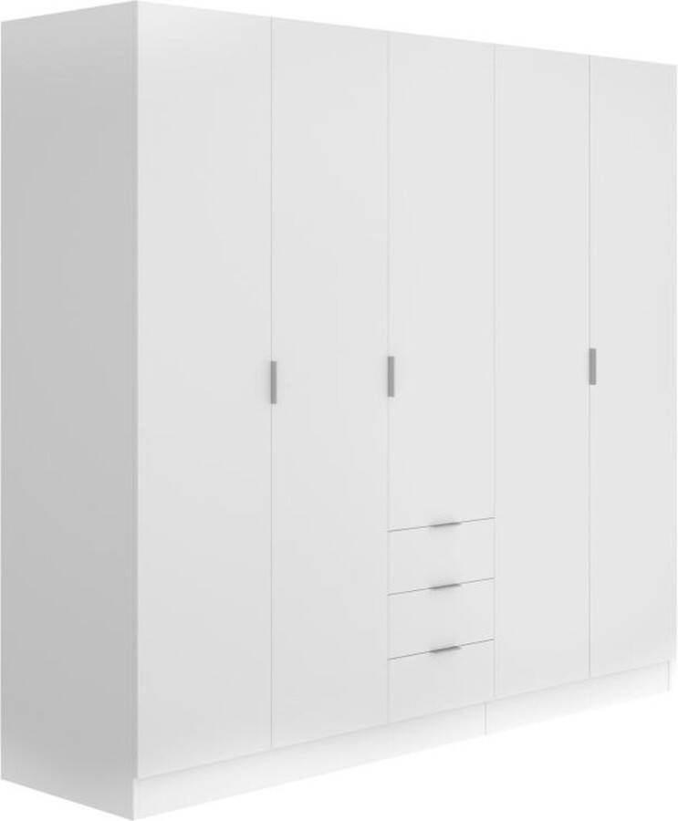 Garderobe met 5 deuren en 3 laden L202 cm Wit LISTOWEL L 202 cm x H 184 cm x D 52 cm - Foto 2