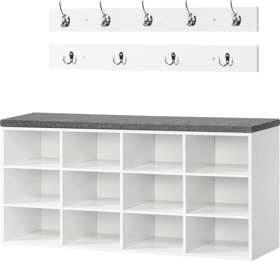 Garderobe en Schoenenrek Multifunctioneel Geschikt voor Hal en Slaapkamer Wit Hout