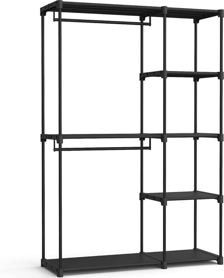 Garderobe open vrijstaande garderobe staand rek kledingrek met kledingstangen garderobestandaard kleedkamer slaapkamer 43 x 124 x 182 cm zwart