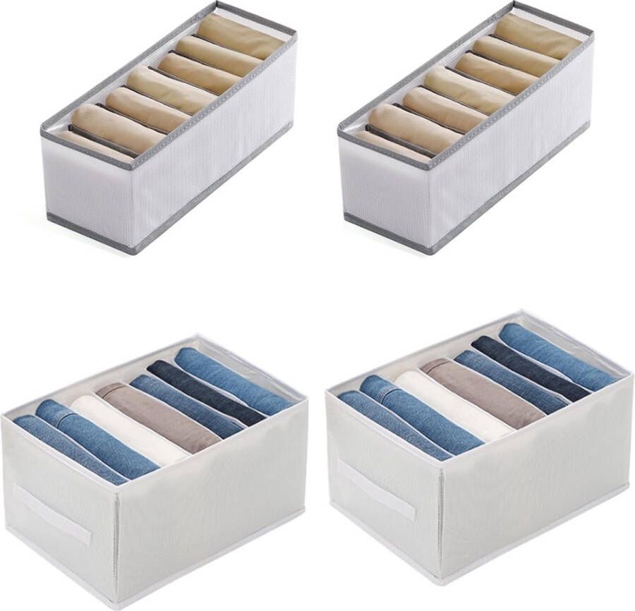 Garderobe-organizer 4-delig voor broeken overhemden ondergoed lade-organizer in kledingkast ladenkast 2-delig 32 x 12 x 12 cm 2-delig 36 x 25 x 20 cm