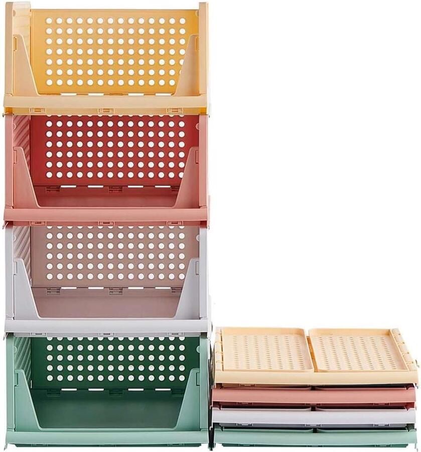 Garderobe organizer stapelbare kledingkast lade opbergdozen opbergmanden voor kleding keuken opslag badkamer 43 x 33 x 72 cm - Foto 2