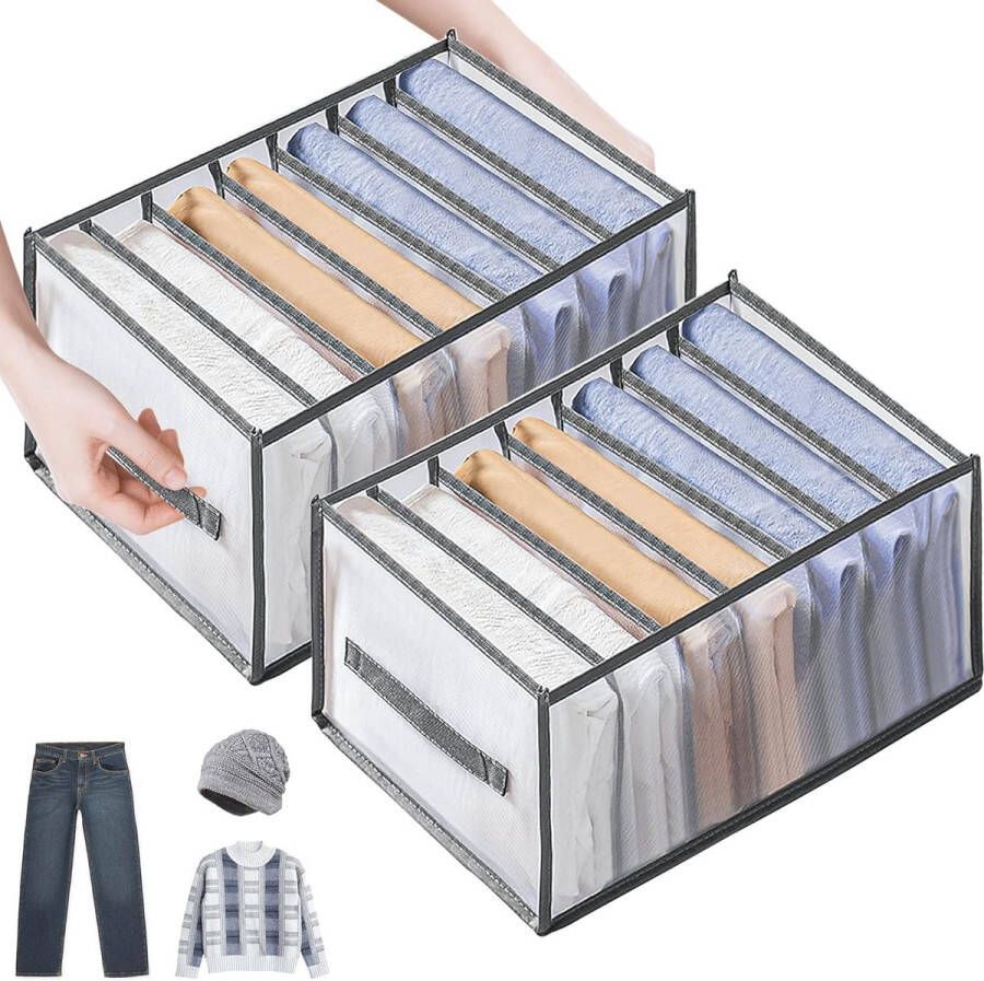 Garderobe-organizersysteem met 7 rasters opbergdozen ladekast met handgrepen kledingopbergorganisator voor ondergoed sokken leggings rokken T-shirts