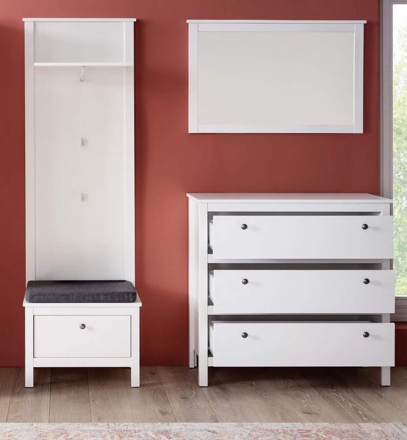 Rootz Living Rootz Garderobecombinatie Opbergoplossing Kledingorganizer Dressoir Kledinghouder Kast Kledinghouder Wit 161 x 192 x 35 cm