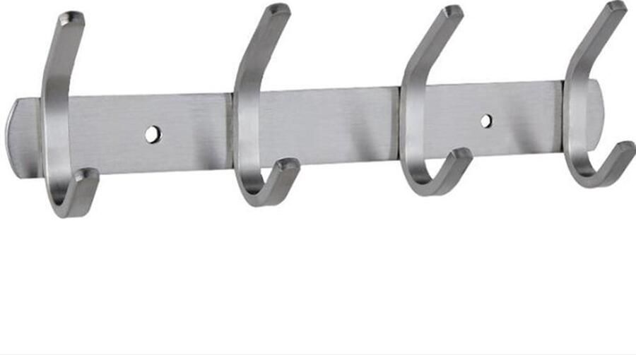 Wandkapstok 4 Haken Kledinghaak RVS Garderobehaken Muur Kapstok Hangend Handdoekhaakjes Wandhaak Jashaak Kledinghanger Muurbevestiging Ophanghaken Geschikt voor badkamers keukens gangen en slaapkamers 30cm Zilver