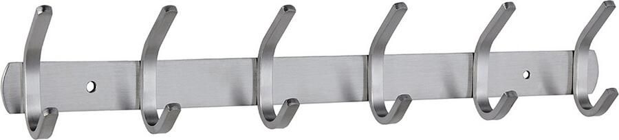 Garderobehaken-6 haken Roestvrij staal-Haaklijst-Kledinghaken-Voor Muur garderobelijst wandgarderobe voor slaapkamer badkamer keuken-Zilver-Kapstokhaken 40.5 cm