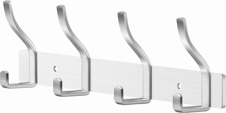 Garderobehaken roestvrij staal kledinghaken wandgarderobe wandhaken garderobestand wandgarderobe voor slaapkamer badkamer keuken kledingrek (zilver 4 haken)