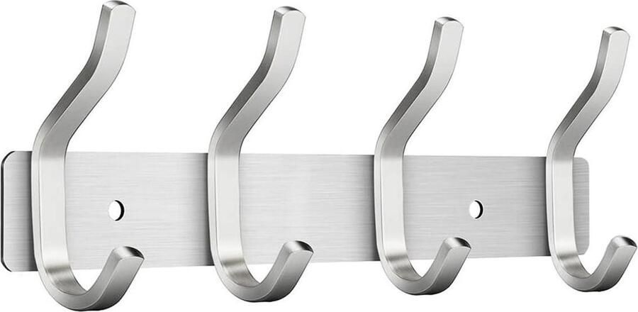 Garderobehaken Roestvrij staal Wandgarderobe 4 haken Zilver